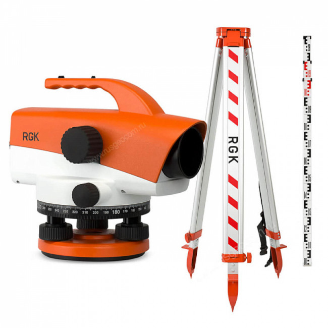 Комплект оптический нивелир RGK C-32 с поверкой + штатив S6-N + рейка AMO S3 Комплект оптический нивелир RGK C-32 с поверкой + штатив S6-N + рейка AMO S3