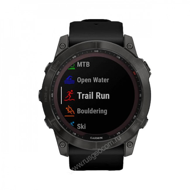 Часы Garmin Fenix 7X Sapphire Solar титановый угольно-серый DLC с силиконовым ремешком