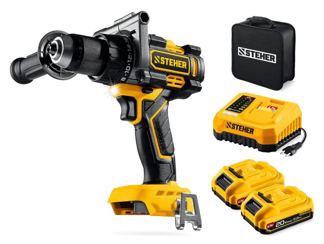 Дрель-шуруповерт CB-165-22 STEHER 20 В, 165 Н·м, 2 АКБ LMS (2 А·ч)
