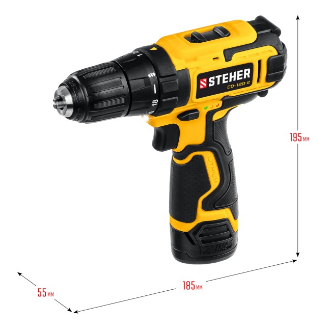 Дрель-шуруповерт CD-120-2 STEHER 2 АКБ Дрель-шуруповерт CD-120-2 STEHER 2 АКБ