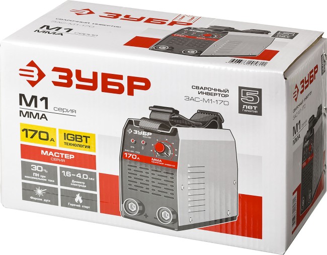 Сварочный аппарат инверторный ЗАС-М1-170 ЗУБР ММА