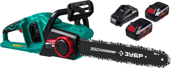 Цепная пила бесщеточная ПЦЛ-3635-42, шина 350 мм ЗУБР 2 АКБ