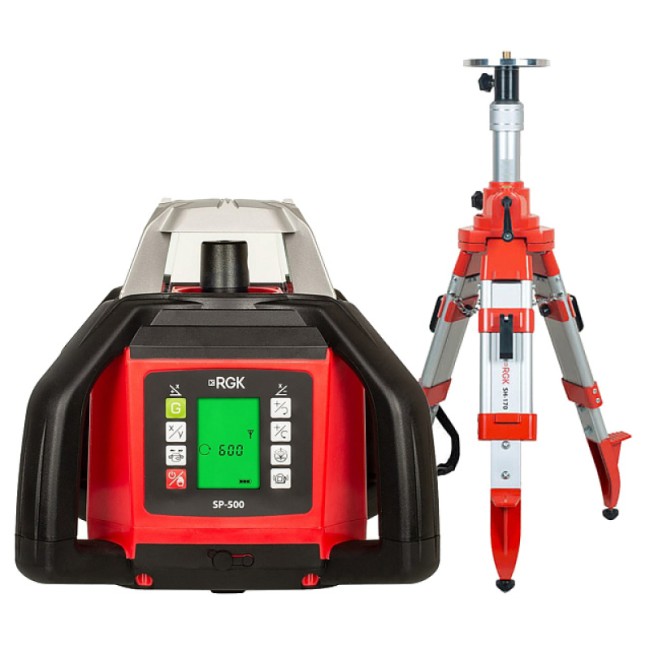 Комплект: ротационный нивелир RGK SP-500 + элевационный штатив RGK SH-170 Комплект: ротационный нивелир RGK SP-500 + элевационный штатив RGK SH-170