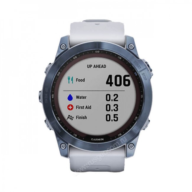 Часы Garmin Fenix 7X Sapphire Solar титановый синий минерал DLC с белым ремешком Часы Garmin Fenix 7X Sapphire Solar титановый синий минерал DLC с белым ремешком
