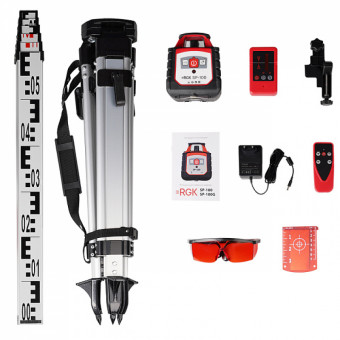 Комплект ротационного нивелира с раздвижным штативом RGK SP-100 COMBO Комплект ротационного нивелира с раздвижным штативом RGK SP-100 COMBO